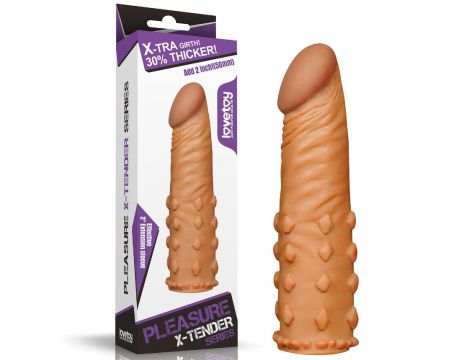 Realistyczna przedłużka na penisa Lovetoy brązowa 18 cm