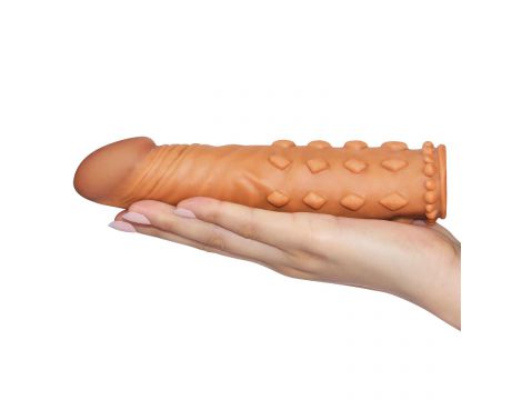 Realistyczna przedłużka na penisa Lovetoy brązowa 18 cm - 2
