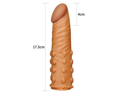 Realistyczna przedłużka na penisa Lovetoy brązowa 18 cm - 3