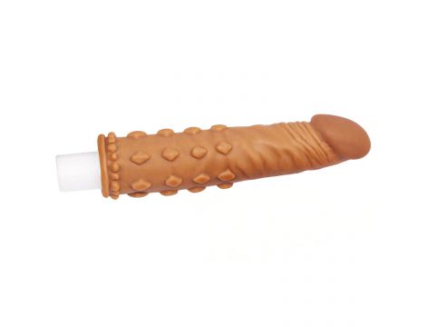 Realistyczna przedłużka na penisa Lovetoy brązowa 18 cm - 4