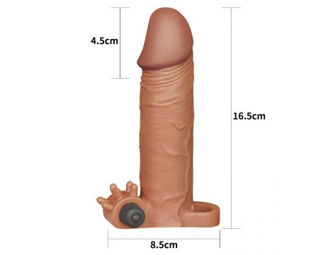 Wibrująca przedłużka na penisa Lovetoy brązowa 17,5 cm - 2