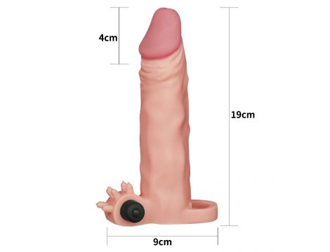 Przedłużka wibrująca na penisa Lovetoy cielista 19 cm - 2