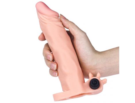 Przedłużka wibrująca na penisa Lovetoy cielista 19 cm - 5