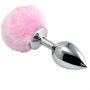 Duży srebrny korek analny z różowym pomponem 8 cm Lovetoy - 2