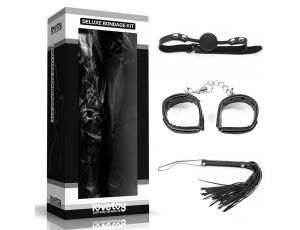 Luksusowy Zestaw Bondage Lovetoy 25cm Pejcz Miękkie Kajdanki Knebel