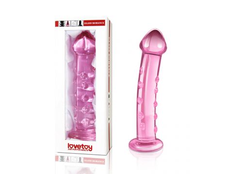 Dildo szklane Lovetoy z wypustkami różowe 14 cm