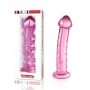 Dildo szklane Lovetoy z wypustkami różowe 14 cm - 2