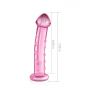 Dildo szklane Lovetoy z wypustkami różowe 14 cm - 4