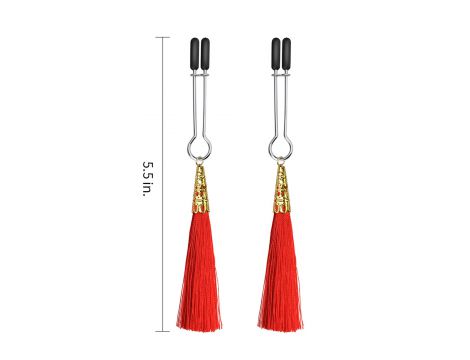 Silikonowe regulowane zaciski na sutki Glamor Tassel Lovetoy 14 cm - 2