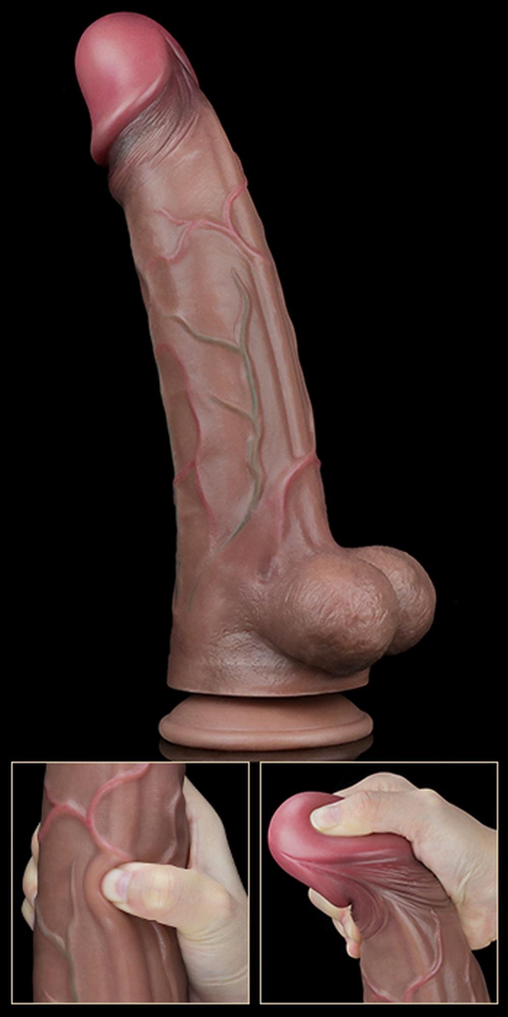gruby realistyczny penis z żyłami przyssawka 29cm
