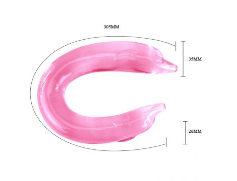 Dildo podwójne Baile Double Dolphin giętkie różowe - 3