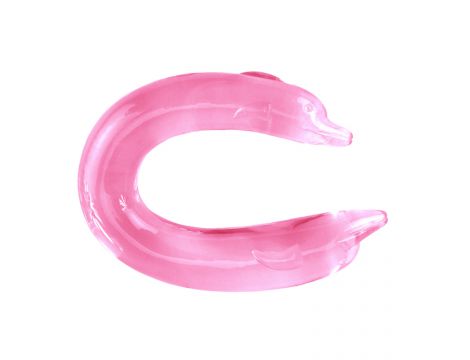 Dildo podwójne Baile Double Dolphin giętkie różowe - 4