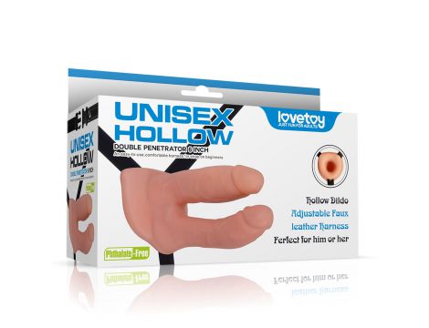 Podwójny strap on wydrążony Lovetoy 18 cm