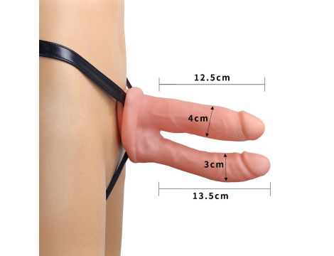 Podwójny strap on wydrążony Lovetoy 18 cm - 2