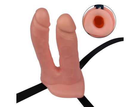 Podwójny strap on wydrążony Lovetoy 18 cm - 3