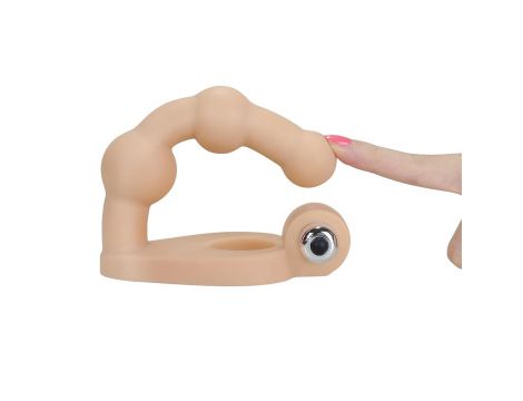 Pierścień erekcyjny z wibratorem i miękkim dildem 15cm Lovetoy wodoodporny - 4