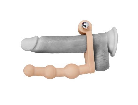 Pierścień erekcyjny z wibratorem i miękkim dildem 15cm Lovetoy wodoodporny - 6