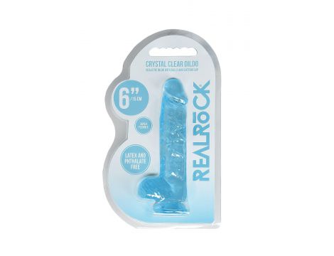 Dildo z jądrami RealRock niebieskie 15 cm