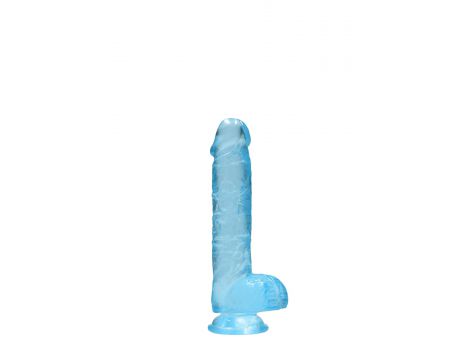 Dildo z jądrami RealRock niebieskie 15 cm - 2
