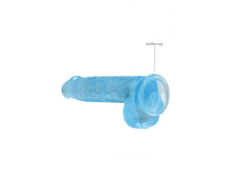 Dildo z jądrami RealRock niebieskie 15 cm - 4