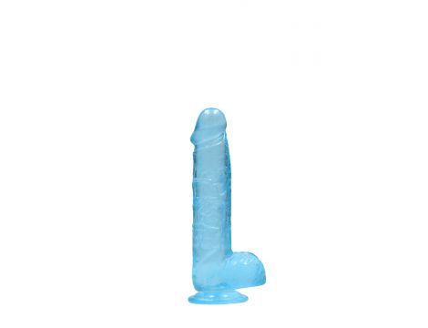 Dildo z jądrami RealRock niebieskie 15 cm - 6