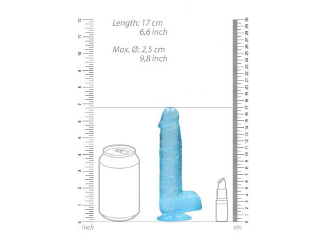Dildo z jądrami RealRock niebieskie 15 cm - 7