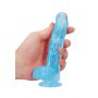 Dildo z jądrami RealRock niebieskie 15 cm - 4