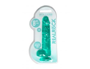 Dildo realistyczne z jądrami RealRock Crystal Clear 21 cm