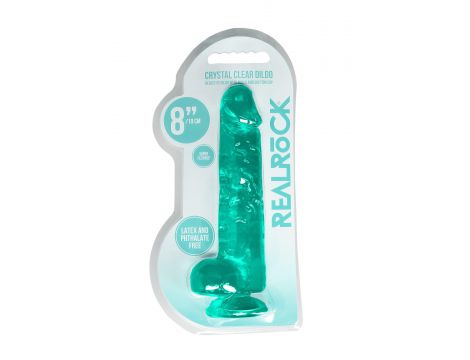 Dildo realistyczne z jądrami RealRock Crystal Clear 21 cm