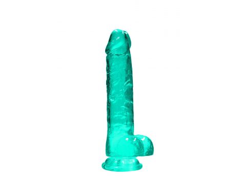 Dildo realistyczne z jądrami RealRock Crystal Clear 21 cm - 2