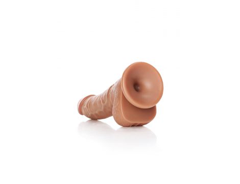 Dildo realistyczne zakrzywione RealRock z moszną i przyssawką 17 cm - 5
