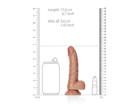 Dildo realistyczne zakrzywione RealRock z moszną i przyssawką 17 cm - 7