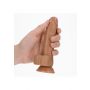 Dildo realistyczne zakrzywione RealRock z moszną i przyssawką 17 cm - 7