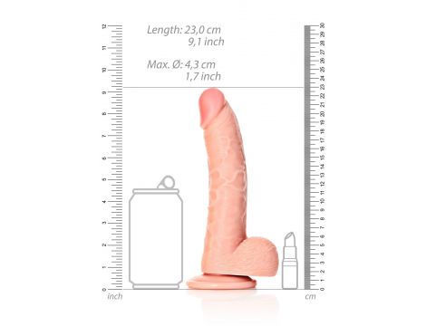 Dildo realistyczne zakrzywione z moszną i przyssawką RealRock 20,5 cm - 7