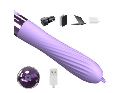 Wibrator silikonowy z ruchomym języczkiem B-Series Fox USB z ogrzewaniem - 9