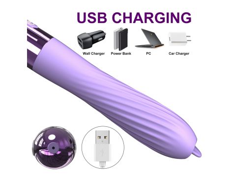 Wibrator silikonowy z ruchomym języczkiem B-Series Fox USB z ogrzewaniem - 8