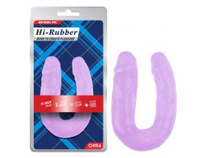 Podwójne dildo HI Rubber fioletowe 18 cm