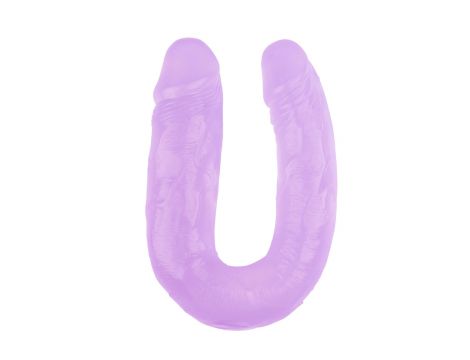 Podwójne dildo HI Rubber fioletowe 18 cm - 2