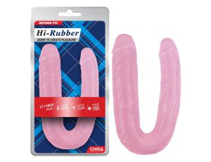 Dildo podwójne HI Rubber różowe 22 5 cm
