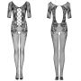 Bodystocking siateczkowy Obsessive F238 czarny kwiatowy S/M/L - 8