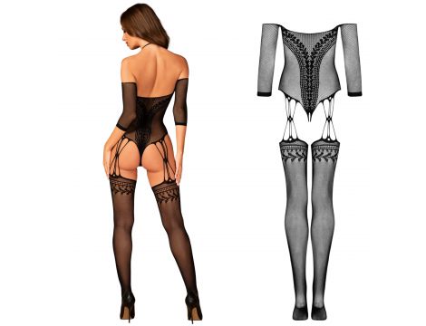 Bodystocking Obsessive G333 czarny z pończochami S/M/L - 4