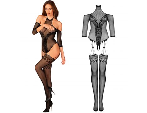 Bodystocking Obsessive G333 czarny z pończochami S/M/L - 3