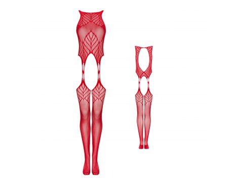 Bodystocking Obsessive N122 czerwony geometryczny XL XXL - 9
