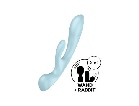 Wibrator króliczek Satisfyer Triple Oh jasnoniebieski USB wodoodporny - 2