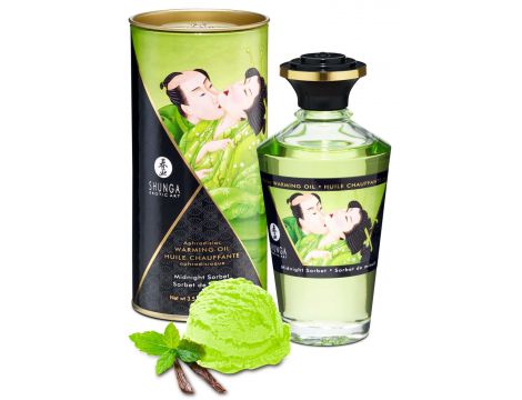 Olejek rozgrzewający do masażu Shunga Midnight Sorbet miętowy - 2