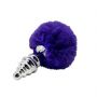 Korek analny metalowy Alive z fioletowym pomponem 7 cm - 2