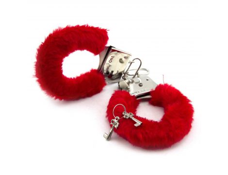 Kajdanki z futerkiem Love Cuffs czerwone Power Escorts - 2