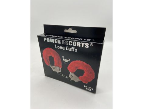 Kajdanki z futerkiem Love Cuffs czerwone Power Escorts - 3
