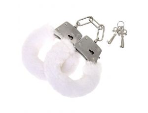 Kajdanki z futerkiem Love Cuffs białe Power Escorts