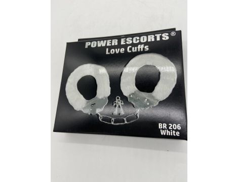 Kajdanki z futerkiem Love Cuffs białe Power Escorts - 3